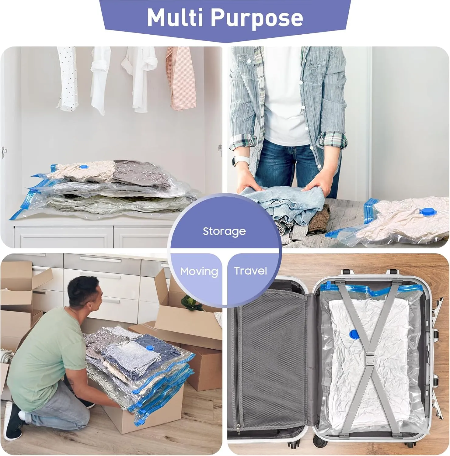 10 Pack Jumbo Vacuum Storage Bags with Hand Pump, 80% Storage Space Saving, Sturdy Leak-Free Space Saver Vacuum Seal Bags for Clothing, Vacuum Compression Bags for Travel Lugggage Blankets Comforters