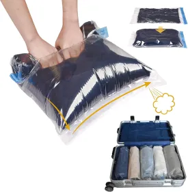 15 Compression Bags for Travel, Roll Up Space Saver Bags for Travel, Saves 80% of Storage Space for Packing & Clothes, No Pump or Vacuum Needed