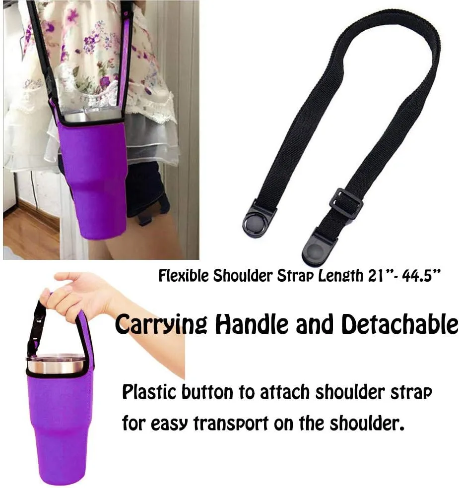 4PCS Tumbler 30oz Carrier Holder Pouch with Shoulder Strap, Fit for YETI, Rtic, Atlin, Ozark Trail, Rambler, Neoprene Sleeve with Carrying Handle