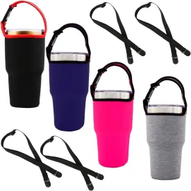 4PCS Tumbler 30oz Carrier Holder Pouch with Shoulder Strap, Fit for YETI, Rtic, Atlin, Ozark Trail, Rambler, Neoprene Sleeve with Carrying Handle