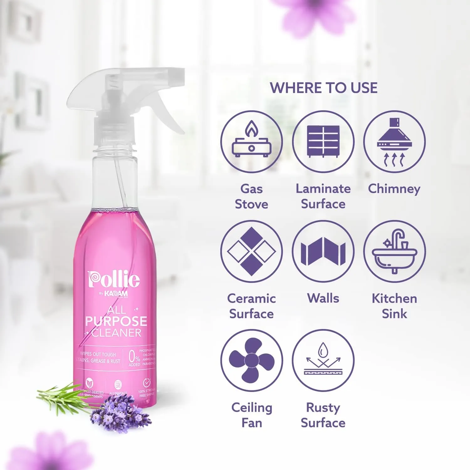 6413 All Purpose Cleaner | Kills 99.9% germs | Cleans Tough Stains, Grease and Rust on Gas Stove, Chimney, Kitchen Sinks, Walls, Rusty Surfaces ( 400gm )