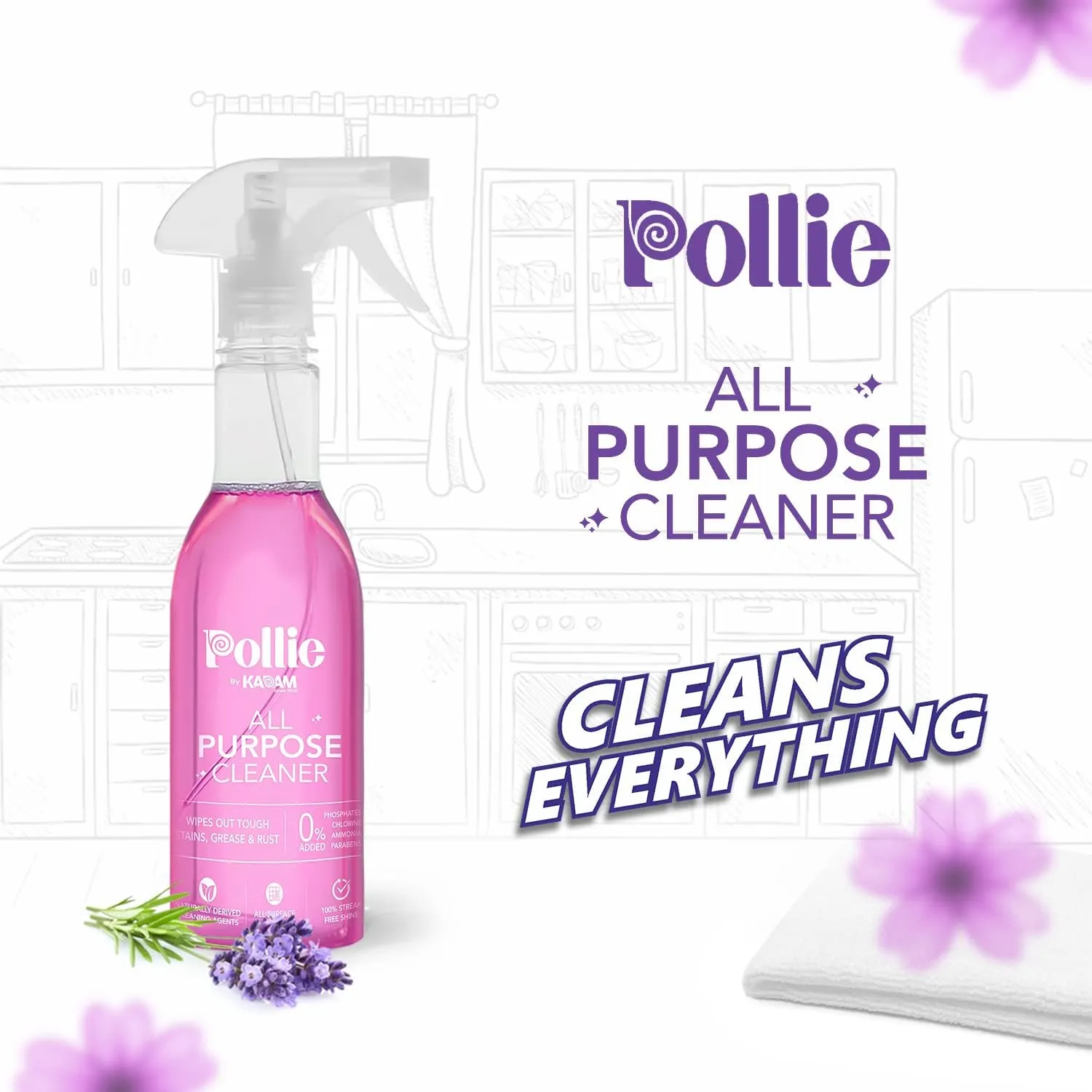 6413 All Purpose Cleaner | Kills 99.9% germs | Cleans Tough Stains, Grease and Rust on Gas Stove, Chimney, Kitchen Sinks, Walls, Rusty Surfaces ( 400gm )
