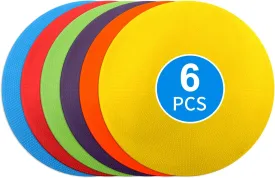 6PCS 9 inch Poly Spots Markers, Round Multiple Color Spot Marker for Games, Rubber Non-Slip Carpet Dots for Gym/PE Training