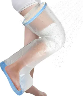 Adult Leg Cast Protector for Shower, Waterproof Shower Bandage and Cast Cover with Non-Slip Padding Bottom, Full Leg Watertight Protection to Broken Leg, Knee, Foot, Ankle Wound, Burns