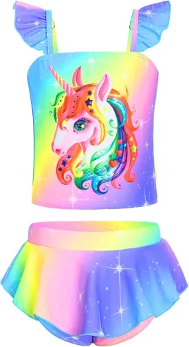 Akokvlar Two Pieces Swimsuit Mermaid Bikinis Tankini Bathing Suit for Little Girls