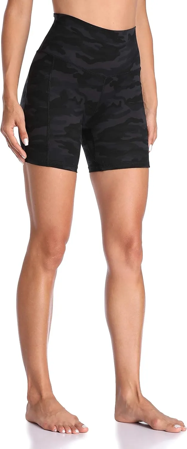 Colorfulkoala Women's High Waisted Biker Shorts with Pockets 6" Inseam Yoga Tummy Control Short