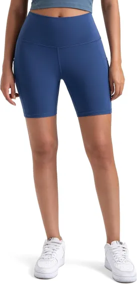 Colorfulkoala Women's High Waisted Biker Shorts with Pockets 6" Inseam Yoga Tummy Control Short