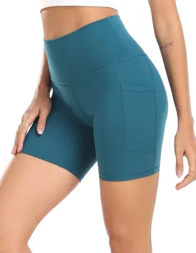 Colorfulkoala Women's High Waisted Biker Shorts with Pockets 6" Inseam Yoga Tummy Control Short
