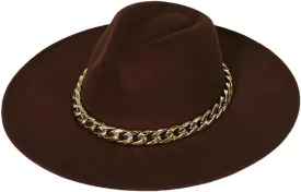 Dcvmvmn Women Chain Adjustable Big Brim Hat Unisex Fedora Hat Jazz Winter Hat