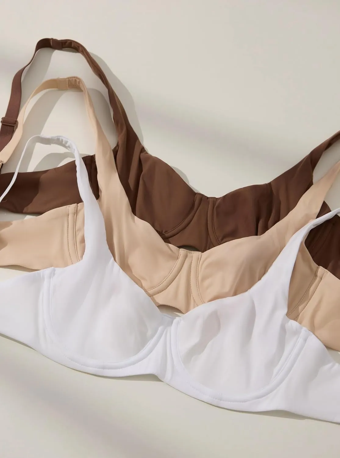 DOBREVA Women's Unlined Balconette Bra Underwire Supportive Plus Size Smooth Scoop Neck