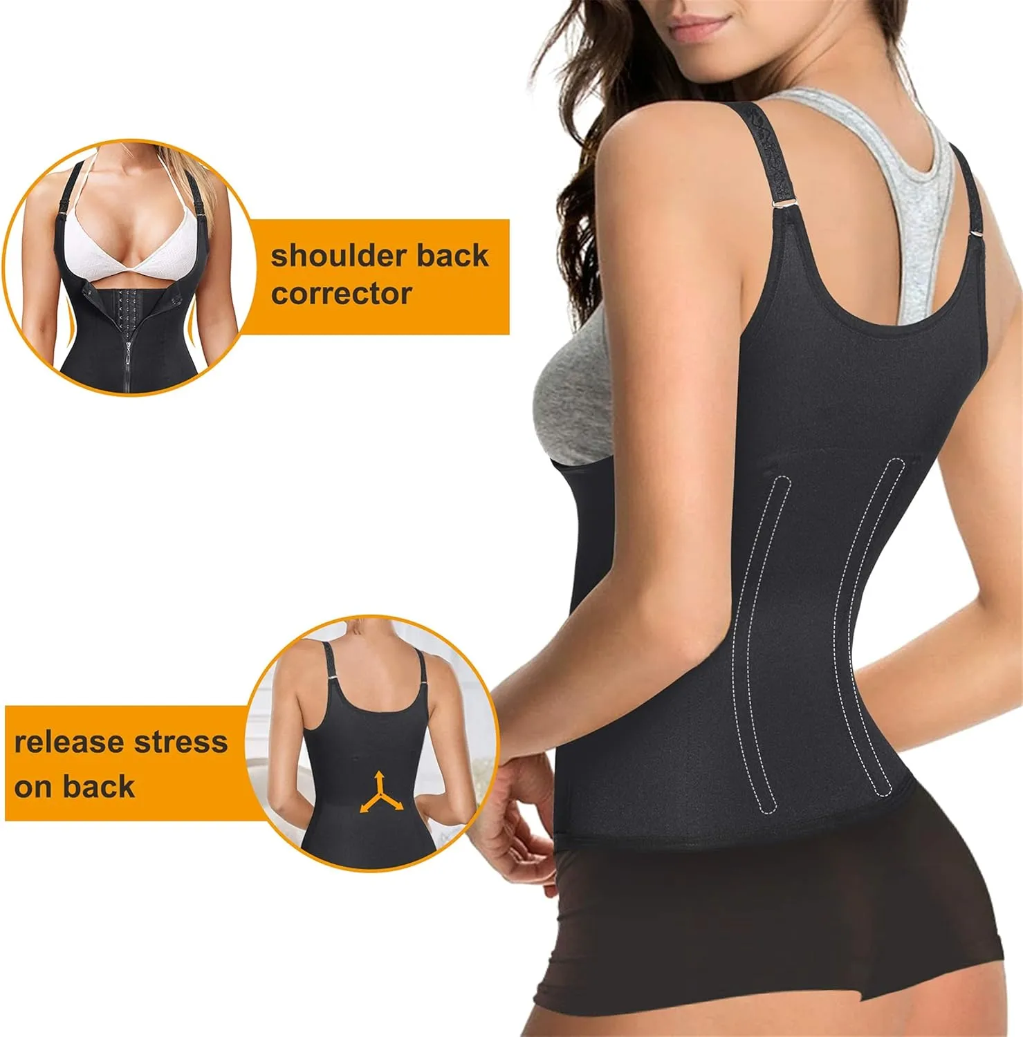 Eleady Women's Underbust Corset Waist Trainer Cincher Steel Boned Body Shaper Vest with Adjustable Straps