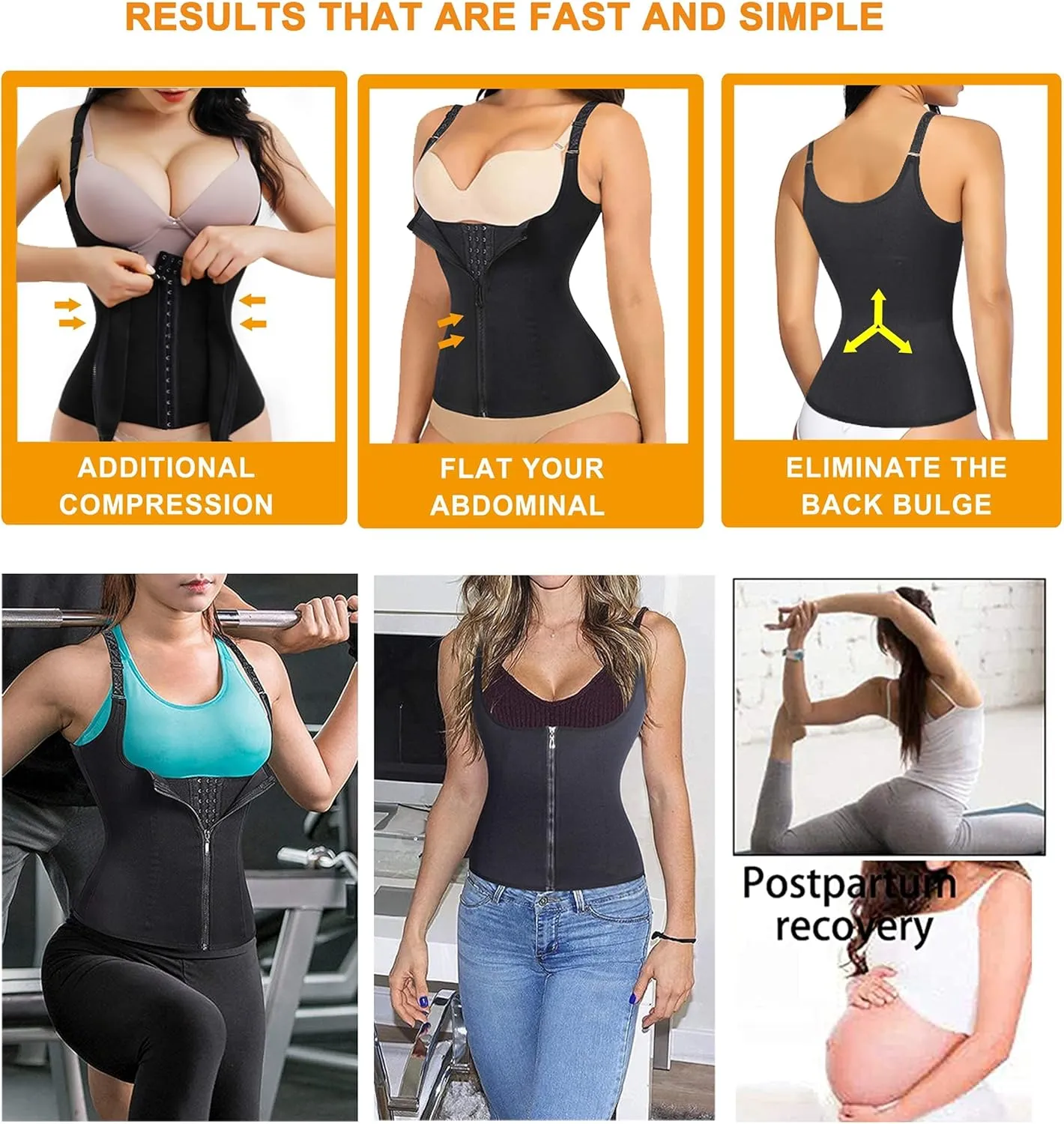Eleady Women's Underbust Corset Waist Trainer Cincher Steel Boned Body Shaper Vest with Adjustable Straps