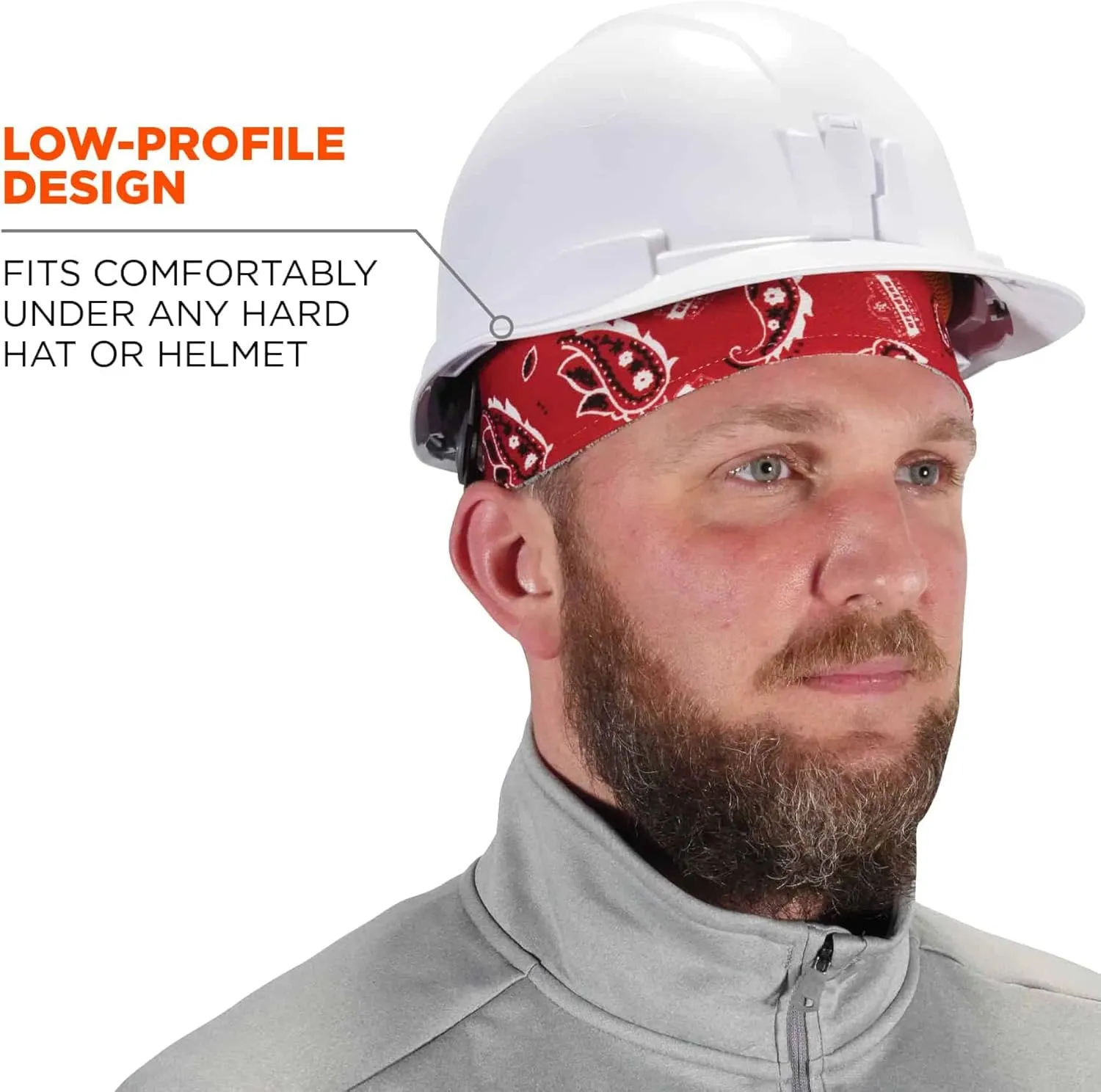 Ergodyne Chill Its 6630 Skull Cap, Lined with Terry Cloth Sweatband, Sweat Wicking, Red Western
