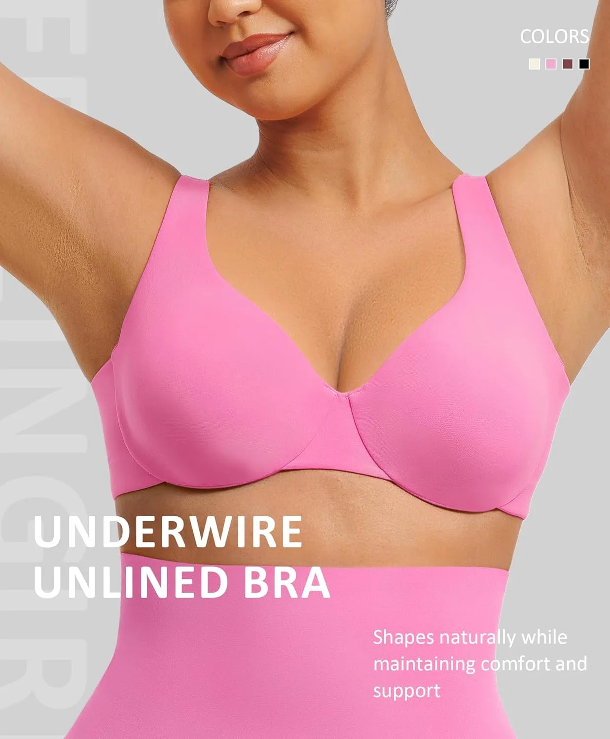 FeelinGirl Bras for Women Unlined No Padding Comfort Underwire Plus Size Full Coverage Seamless Plunge Everyday Bras