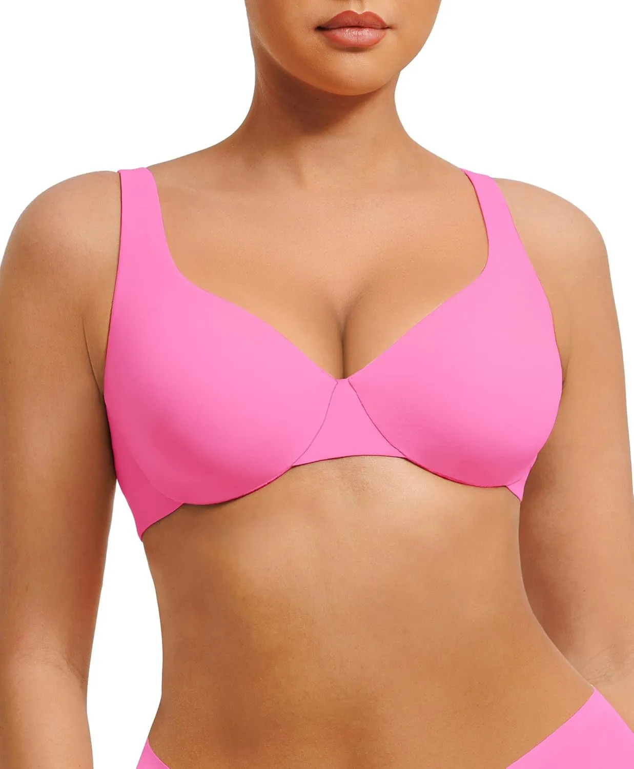 FeelinGirl Bras for Women Unlined No Padding Comfort Underwire Plus Size Full Coverage Seamless Plunge Everyday Bras