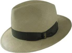 FINO Panama Fedora 2 1/2 Brim (63, Natural with Olive Hatband)