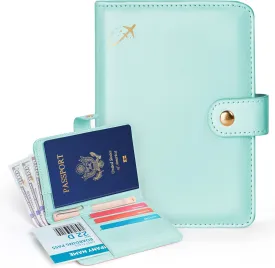 Forvencer Passport Holder Cover with Money Pocket, RFID Blocking Passport Wallet for Travel, Premium Travel Card Case, Waterproof Travel Accessories for Women Men, Light Blue