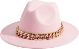 Gossifan Men & Women Belt Buckle Fedora Hat Wide Brim Floppy Panama Hat