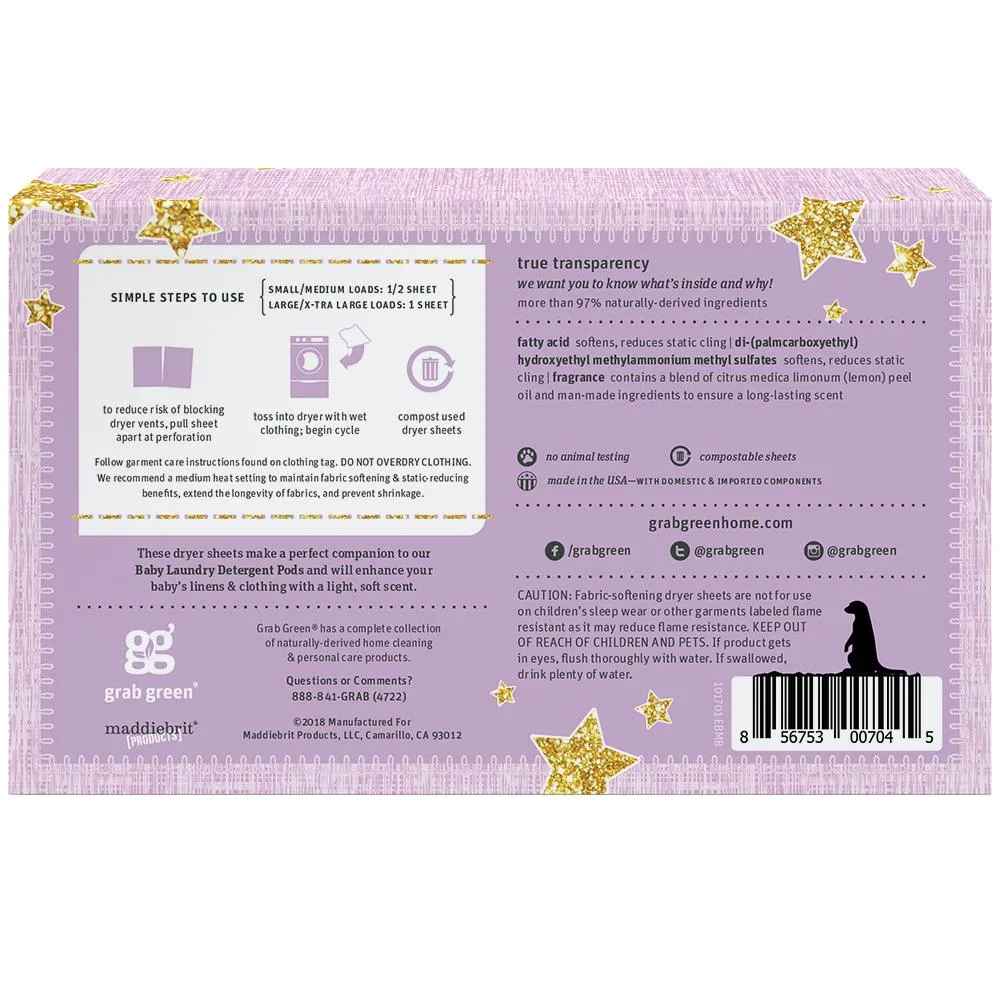 Grab Green Baby Dryer Sheets 5 months  