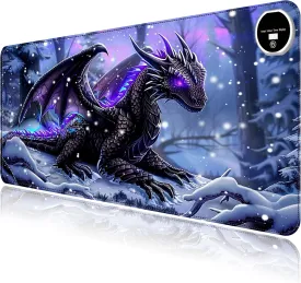 Heated Mouse Pad with 3 Levels Heated & 3 Hours Auto Shut-Off Mouse Pad for Warming Hands in Office Home, 31.5" x 13"Large Safe Desk Mat Hand WarmerPurple Flying Dragon