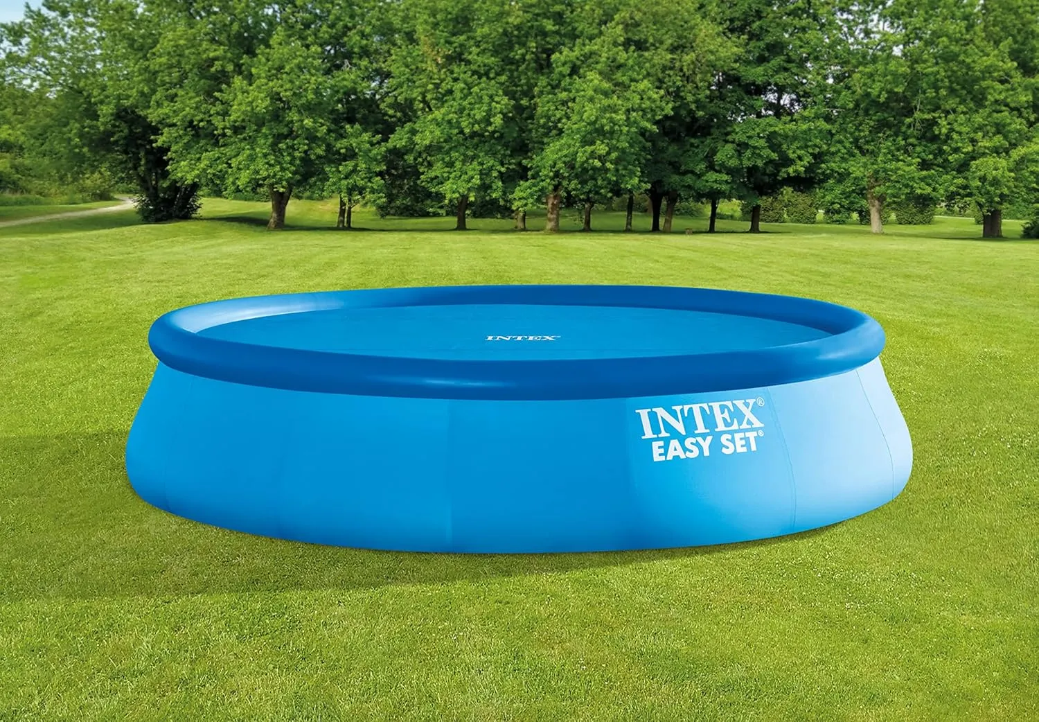 INTEX 28014E Solar Pool Cover: for 16ft Round Easy Set and Metal Frame Pools  Insulates Pool Water  Reduces Water Evaporation  Keeps Debris Out  Reduces Chemical Consumption