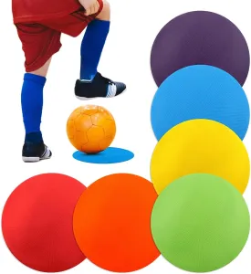 JIANWEI 6pcs Poly Spot Markers for Sports, Activities, Social Distancing, 9inch Non Slip Rubber Agility Markers Flat Field Cones for Soccer Basketball Sports Speed Agility Training(as Shown)