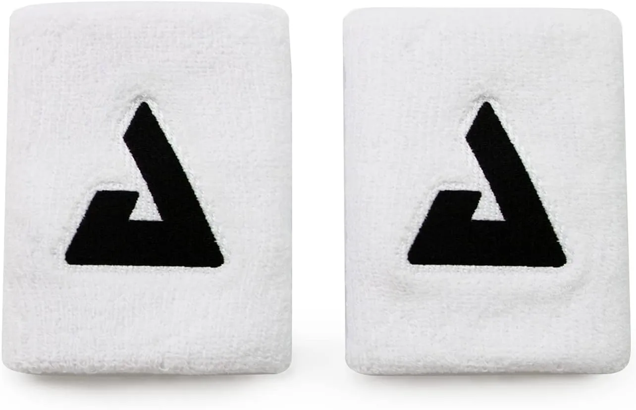 JOOLA Trinity Wristband 2 Pack  White Wrist Bands with Moisture Wicking Performance Material  4 inch Elastic Sweatband for Wrists  Table Tennis & Pickleball Accessory