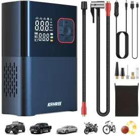 Kohree Tire Inflator Portable Air Compressor, 58LPM Faster Dual Cylinder Air Pump for Car Tires, Pickup Trucks & Large Tires, 150 PSI & 20000mAh Cordless Electric Air Pump with Pressure Detection