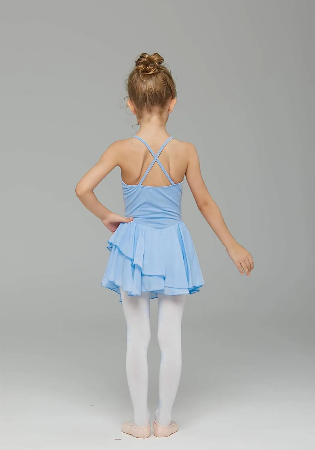MdnMd Toddler Girls Ballet Dance Leotards Skirt Ballerina Ballet Outfit Dresses Camisole Puff Sleeve