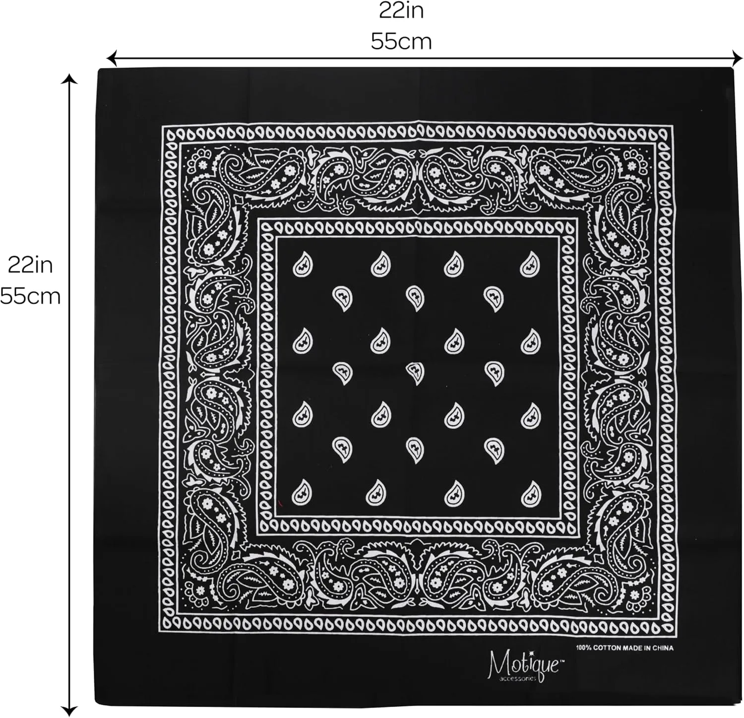 Motique Accessories 22 Inch Cotton Paisley Bandana