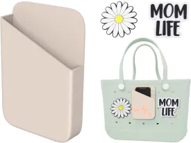 Mushroom Bogg Bag Phone holder Accessories, 2pcs Mom Life/Daisy Bogg Bag Charms, Large Bogg Cell Phone Holder for iPhone 16 15 14 13 Pro Max Samsung Galaxy with M L XL Bogg Bags