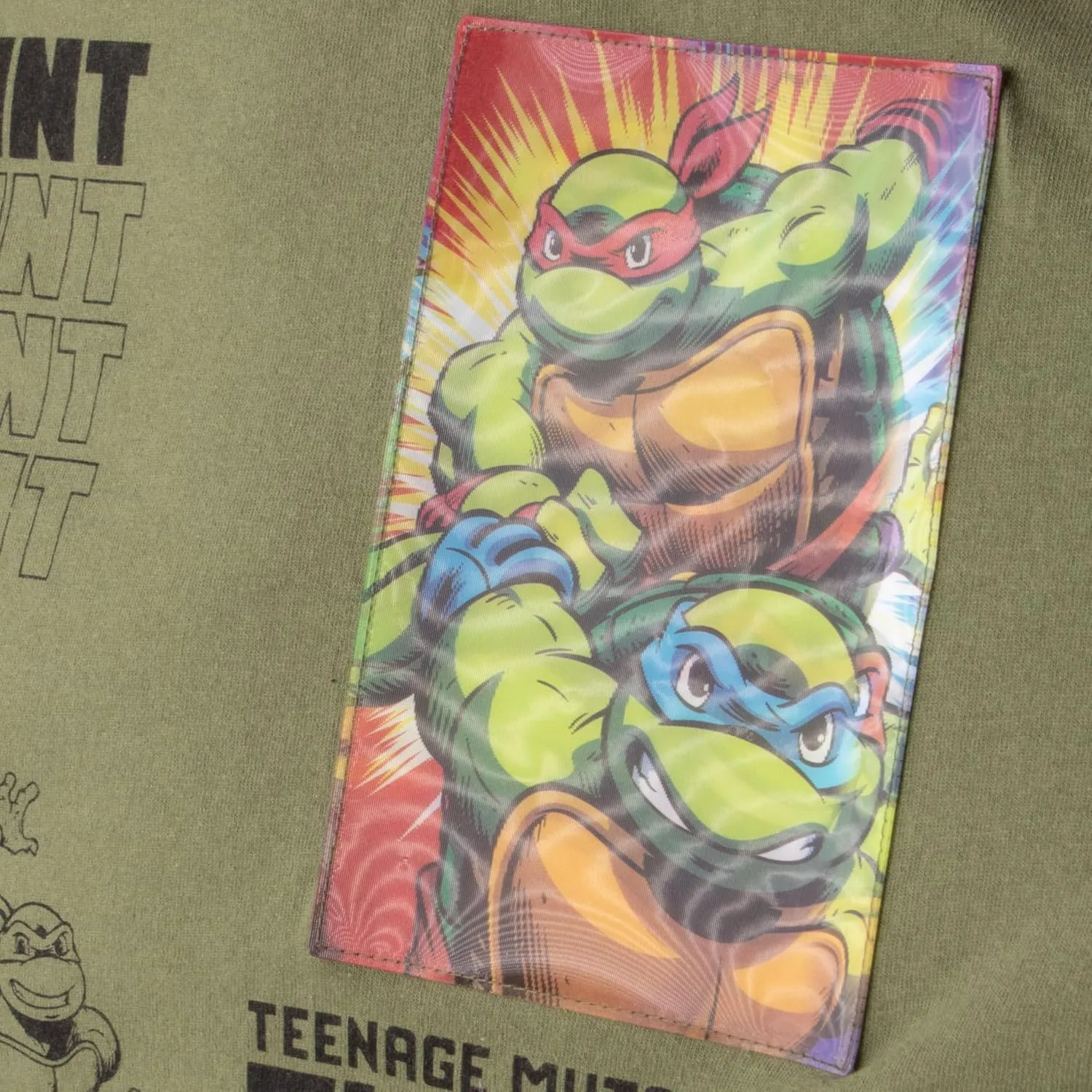 Nickelodeon Teenage Mutant Ninja Turtles Boys T-Shirt & Shorts with Lenticular Image Changing Patch 2-Piece TMNT Set for Kids