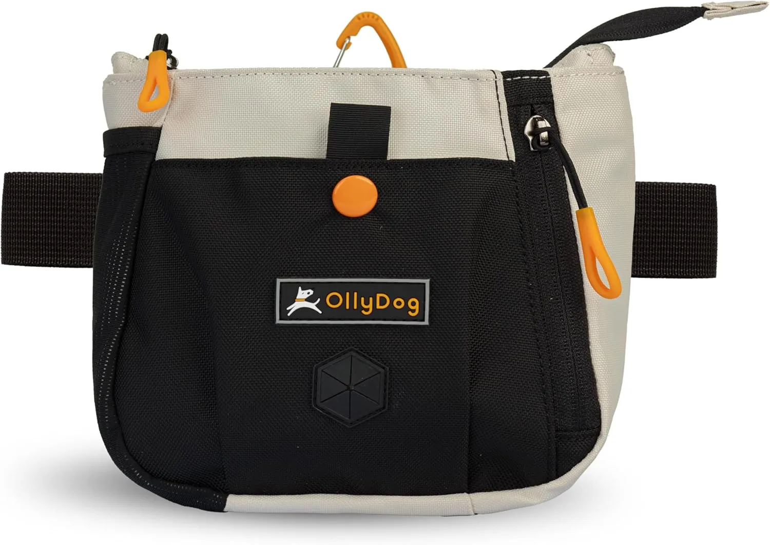 OllyDog Backcountry Day Bag | Hands-Free Dog Training Treat Pouch | Fanny/Hip Pack with Zipper Closure & Built-in Poop Bag Dispenser | Removable Waist Clip (Bluff)
