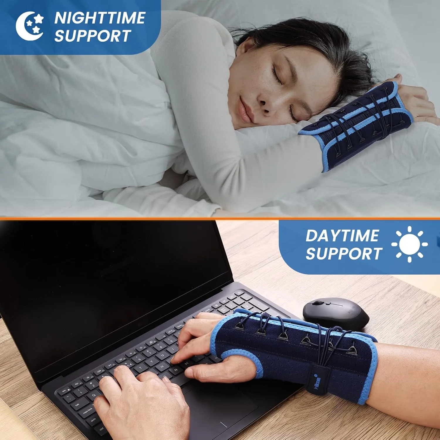 Quick Wrap Wrist Brace for Carpal Tunnel Syndrome, Night Sleep Support, Hand Splint for Arthritis Pain, Sprain, Sports Injuries (Right-Large,>8.5 inch)
