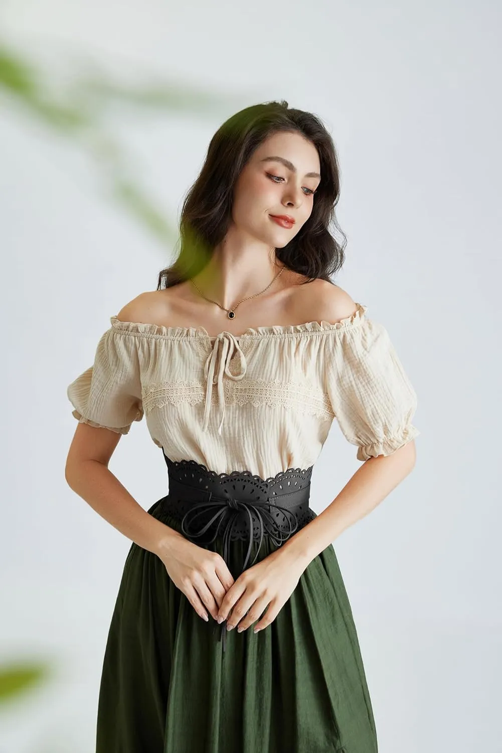 Scarlet Darkness Corset Belt for Women Wide Renaissance Belt Bow Tied Suede Cinch Belts