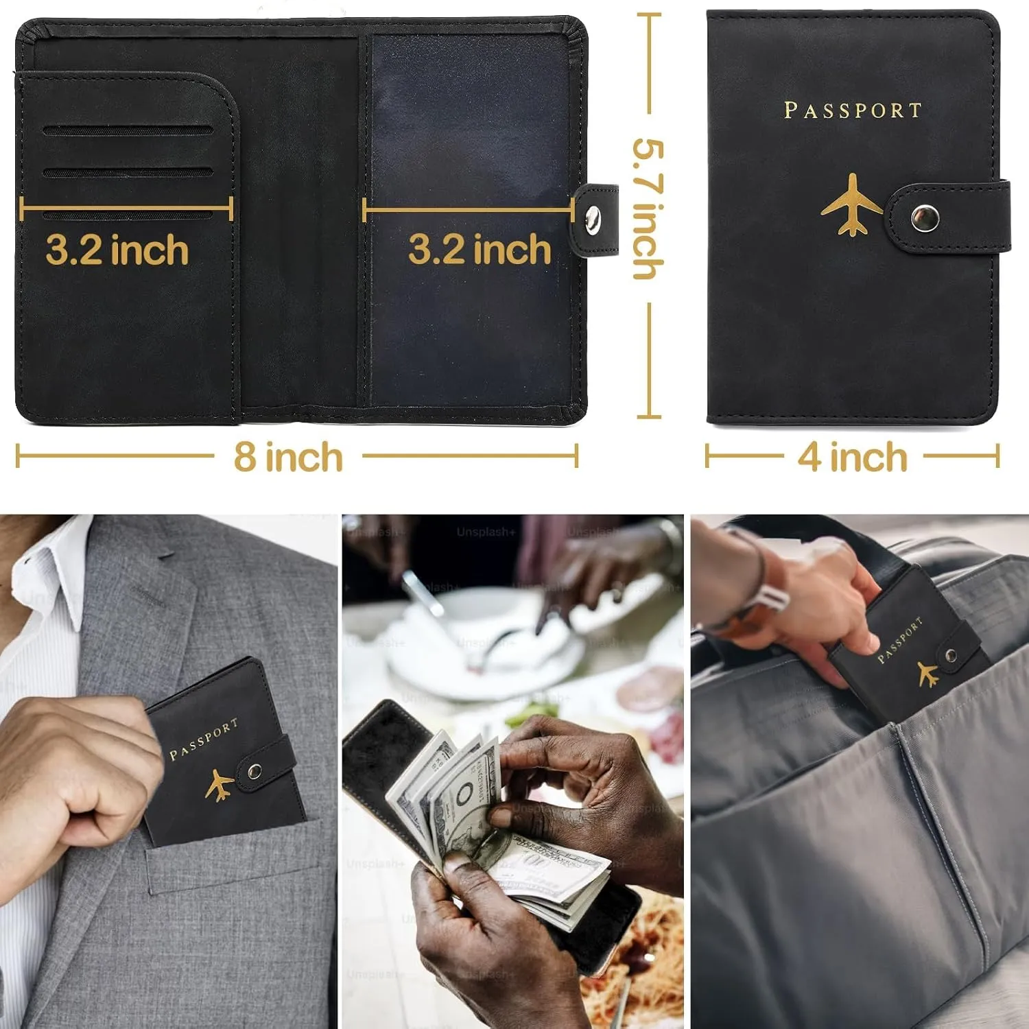 Sizobi Leather Passport Holder Covers Case, Passport Holder for Travel Women, International Travel Must Haves Travel Accessories for Women Men, Cruise Ship Essentials, Passport Book Travel Gifts