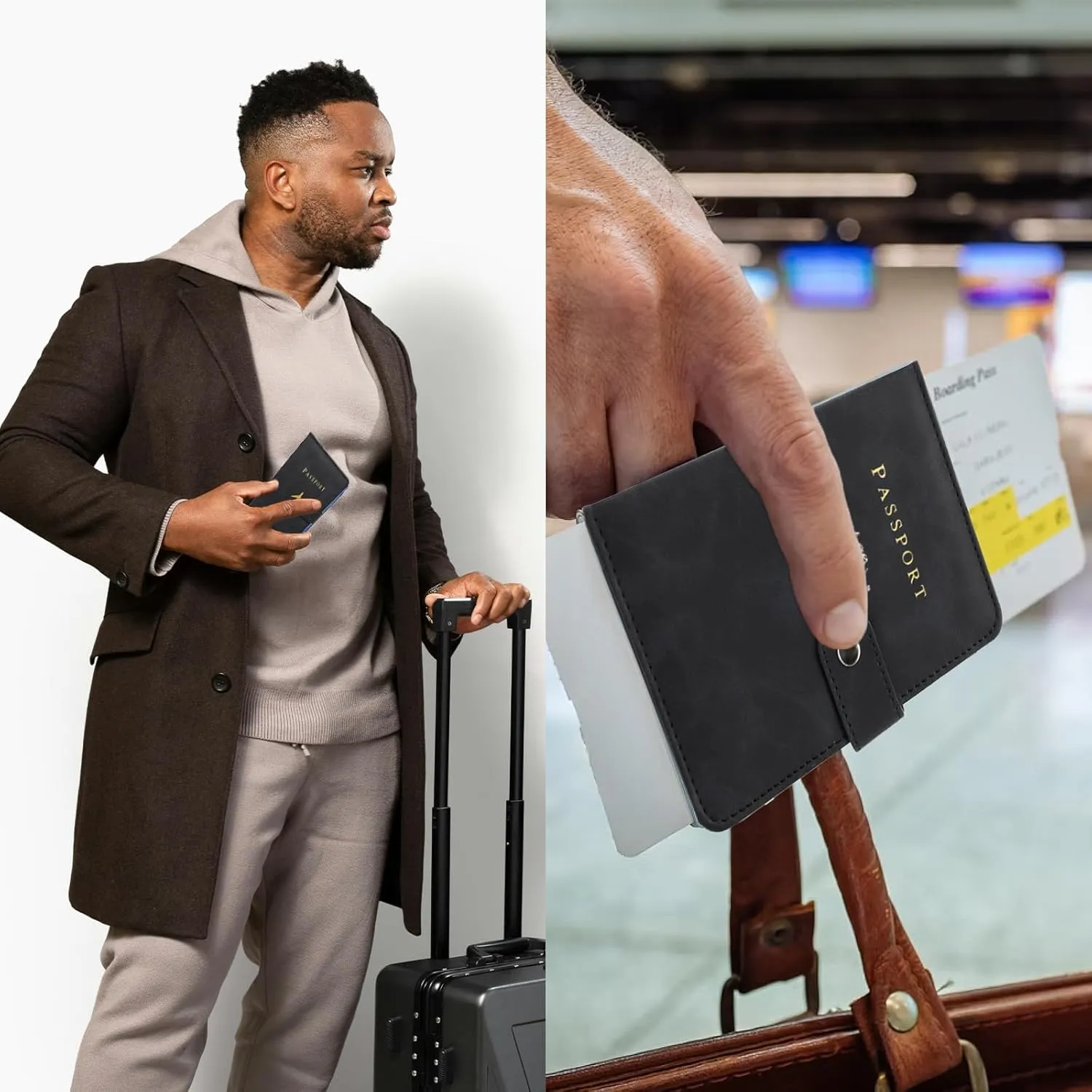 Sizobi Leather Passport Holder Covers Case, Passport Holder for Travel Women, International Travel Must Haves Travel Accessories for Women Men, Cruise Ship Essentials, Passport Book Travel Gifts