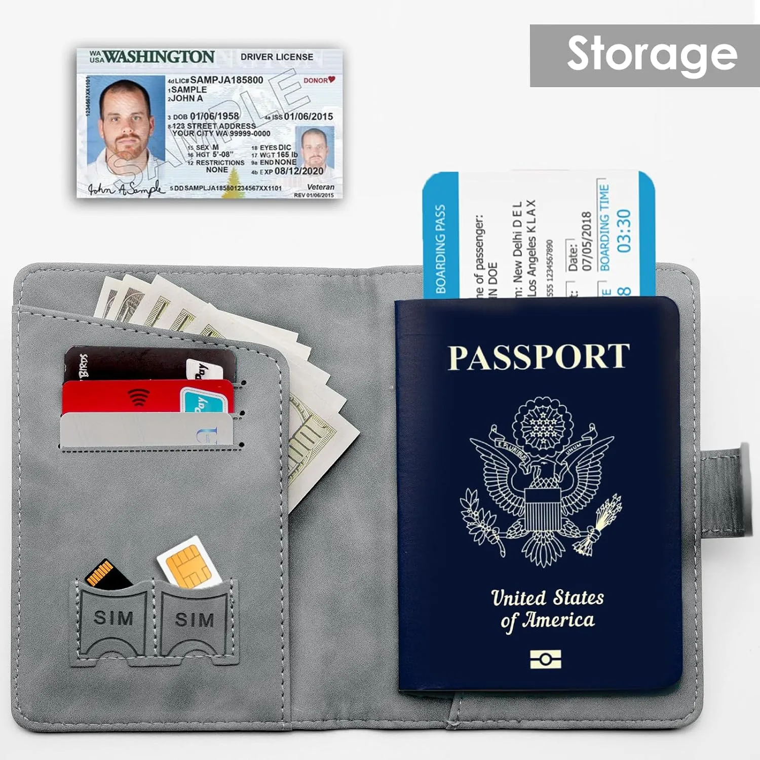 Sizobi Passport Holder Covers Case, Cute Passport Book, Waterproof PU Leather Passport Wallet, International Travel Must Haves Travel Accessories for Women Men, Cruise Ship Essentials (Grey)