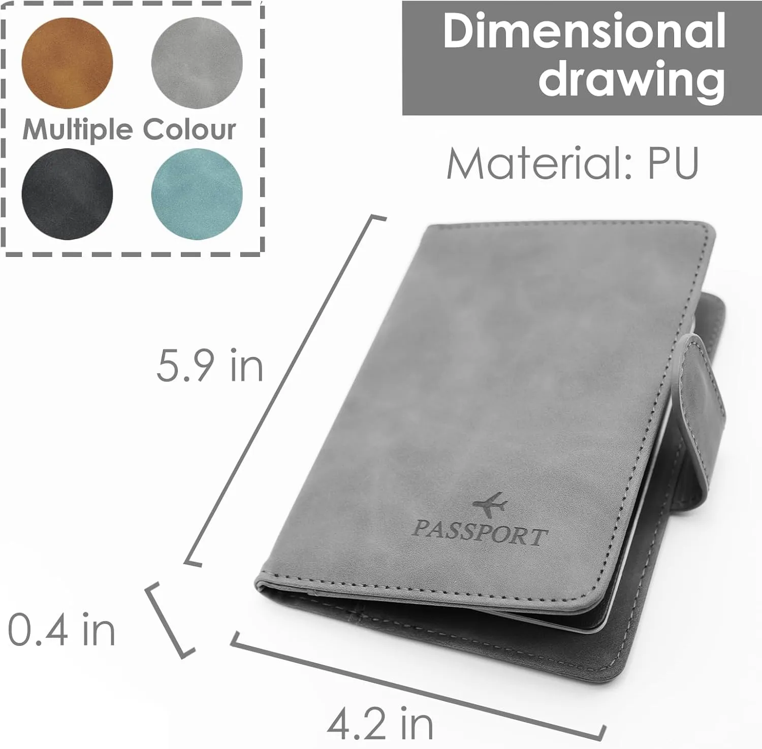 Sizobi Passport Holder Covers Case, Cute Passport Book, Waterproof PU Leather Passport Wallet, International Travel Must Haves Travel Accessories for Women Men, Cruise Ship Essentials (Grey)