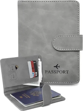 Sizobi Passport Holder Covers Case, Cute Passport Book, Waterproof PU Leather Passport Wallet, International Travel Must Haves Travel Accessories for Women Men, Cruise Ship Essentials (Grey)