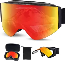 Ski Goggles Frameless Flip Up Snow Goggles for Men and Women, Anti-Fog UV Snowboard Goggles, Adult Ski Goggles