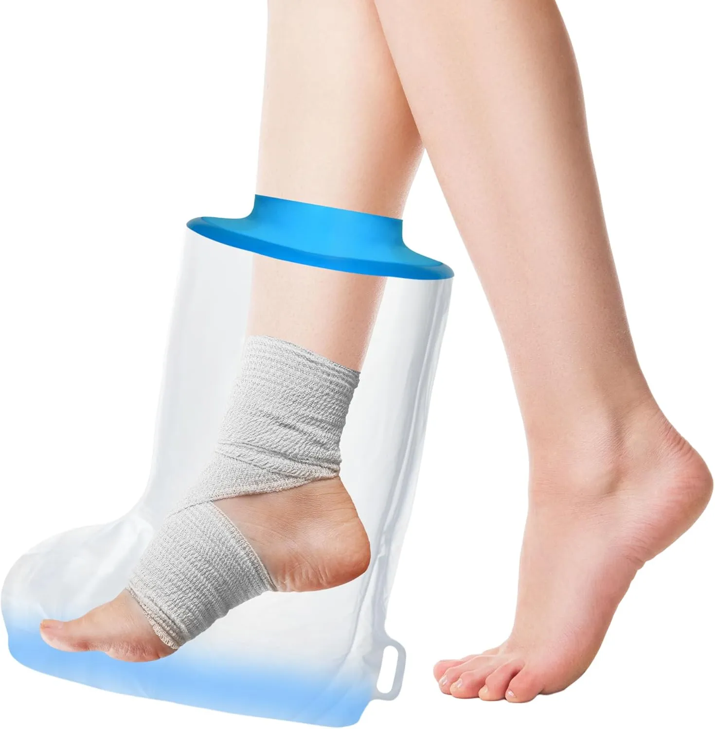 Waterproof Foot Cover for Shower Adult, Watertight Foot Shower Protector Post Surgery with Non-Slip Padding Bottom for Ankle/Toe Surgery, Broken Foot and Wound