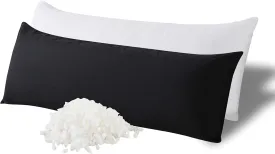 WhatsBedding Memory Foam Body Pillow with Breathable Zippered Cotton Cover, Full Body Pillow for Adults, Long Pillow for Sleeping, Firm Pillow Fluffy Supportive - Black