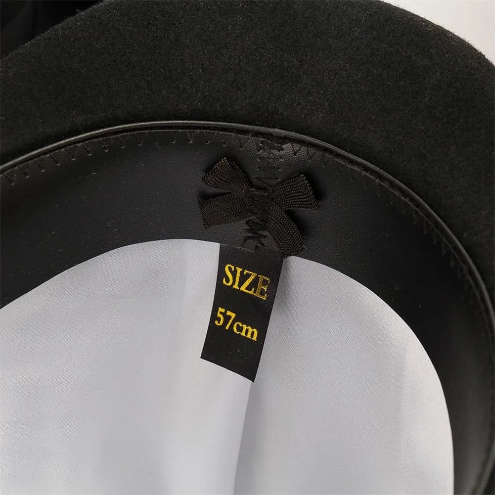 Women and Men 100% Wool Felt Top Hat with Ribbon Solid Color Magician Flat Top Hat