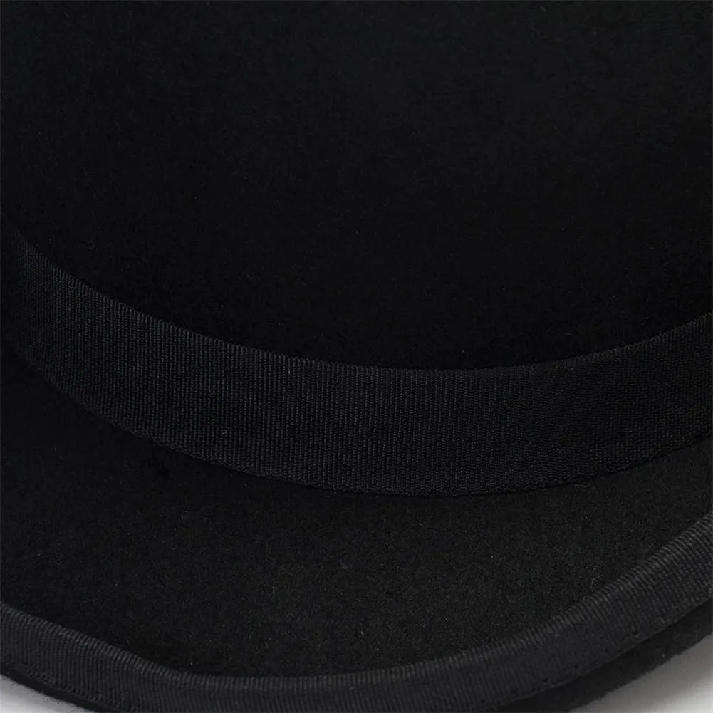 Women and Men 100% Wool Felt Top Hat with Ribbon Solid Color Magician Flat Top Hat