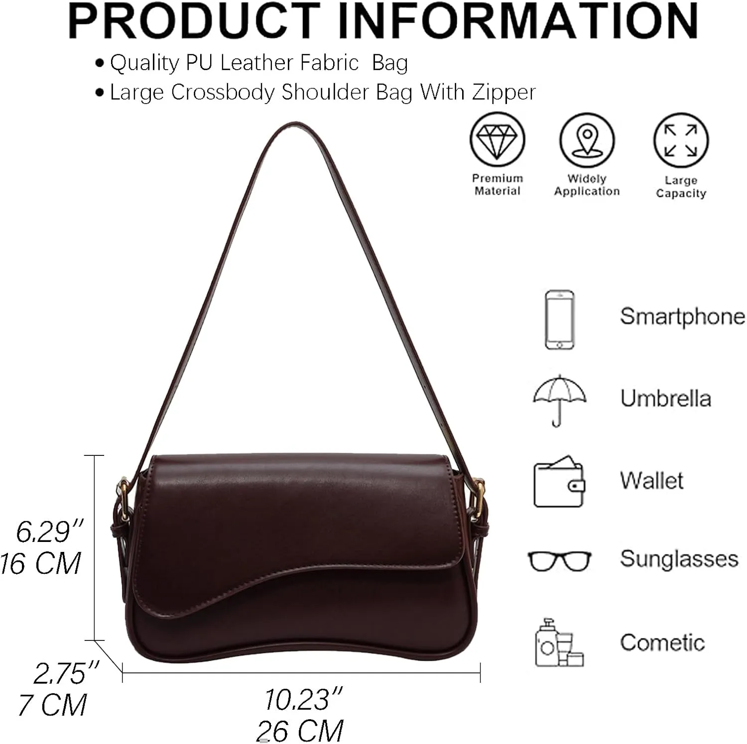 Women Saddle Shoulder Bag Y2K Trendy Vegan Leather Purse Retro Hobo Handbags Zipper Clutch with 2 Removable Strap