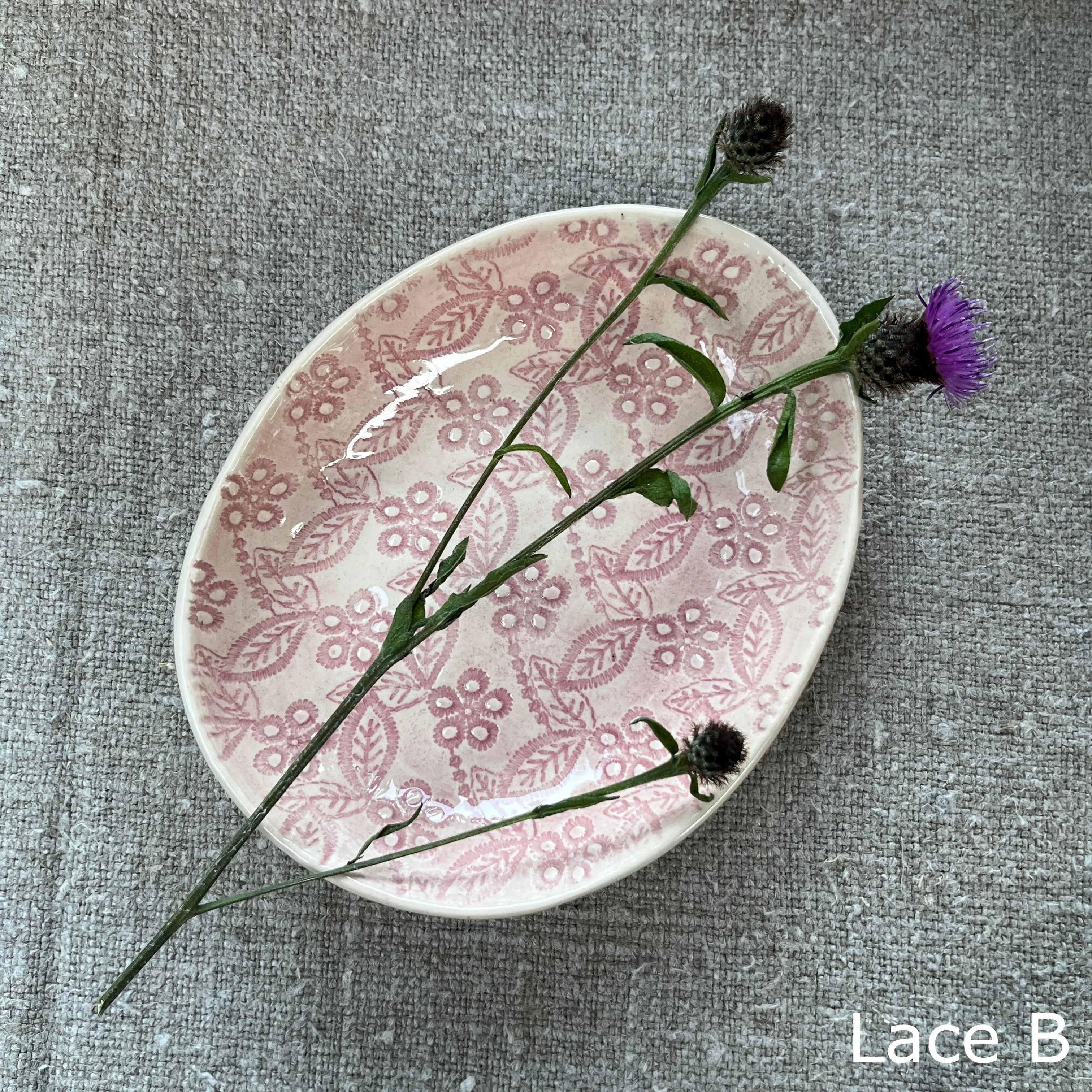 Wonki Ware Sushi or Tapas Dish - Pink Lace